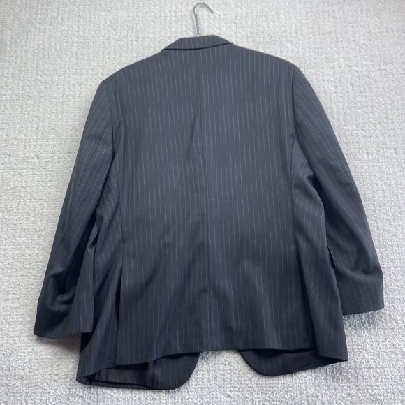 Saks Fifth Avenue Napoli CT Suit 42S Wool Blazer + 36S Pants Black W Chalk Line - Picture 14 of 16